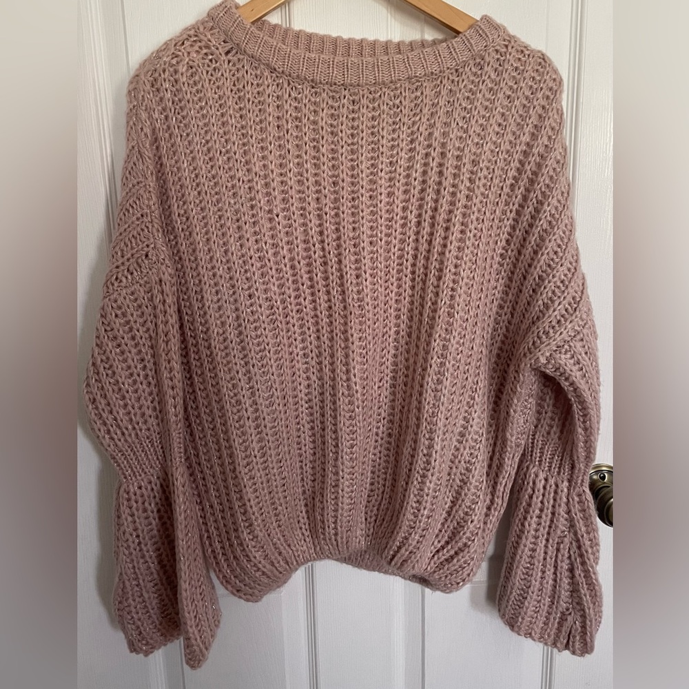 Mauve pink flared sleeves knitted sweatshirt size medium